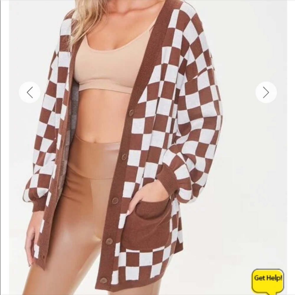 Retro Checkered Cardigan Sweater